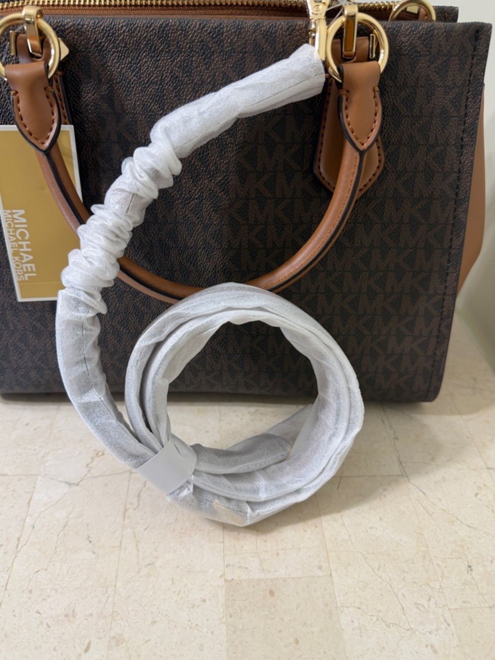 Michael Kors Marilyn Med Brown and Tan Satchel - Picture 12 of 16